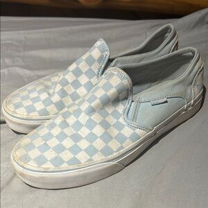 Vans Light Blue Checkered Slip-On Sneakers